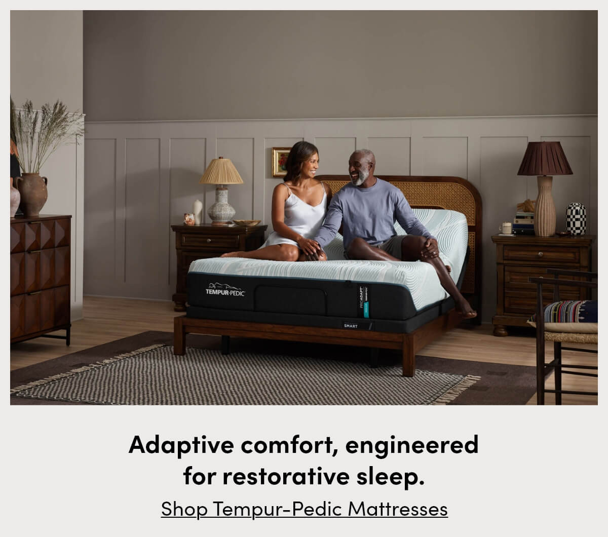 Adaptive comfort, engineered for restorative sleep. [Shop Tempur-Pedic Mattresses]