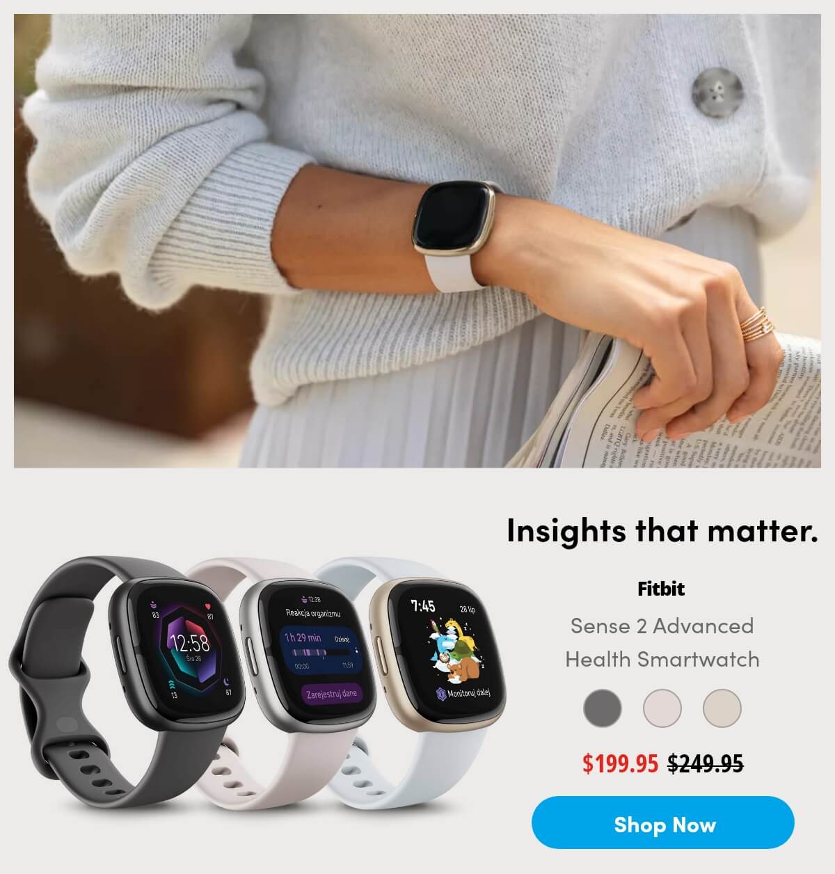 Fitbit Sense 2 Advanced Health Smartwatch - Pale Gold