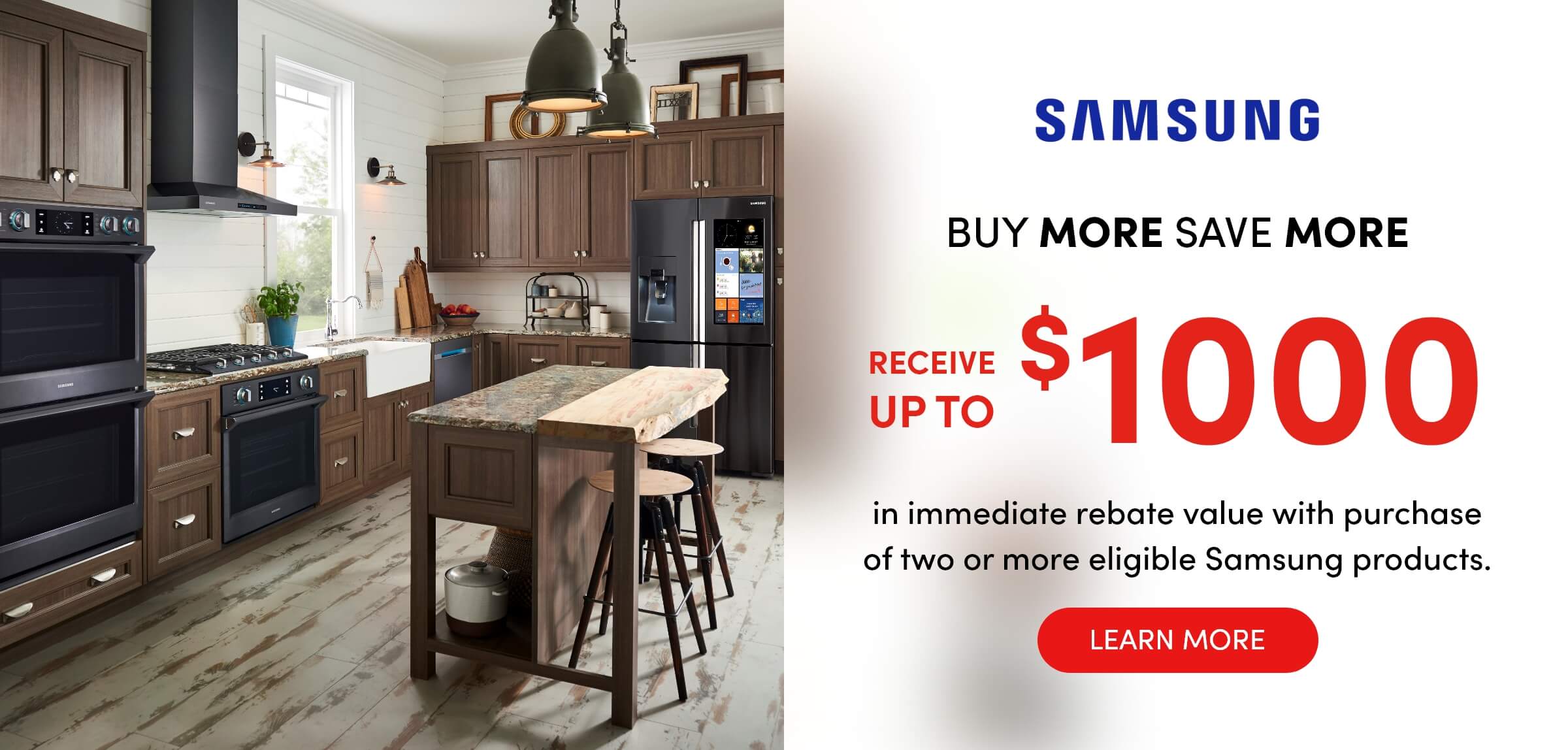 Receive up to $1000 off Instantly with purchase of two or more Samsung.