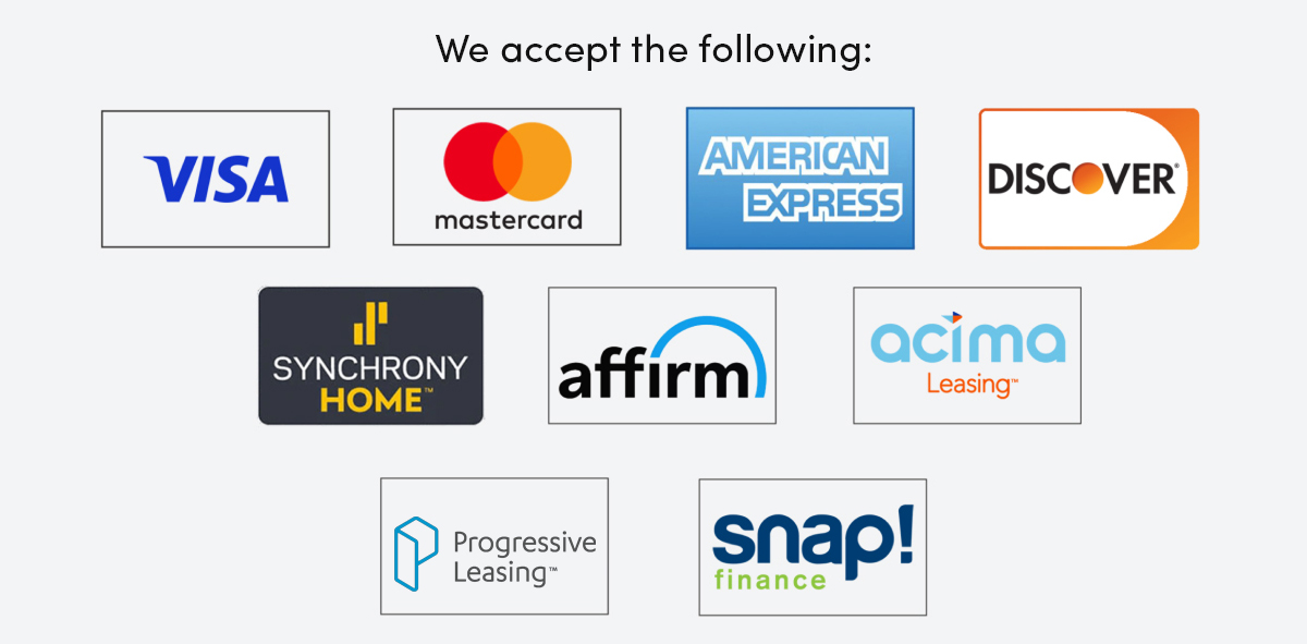 Up To 24  Months Special Financing - At Electronic Express, we make it easy to get everything you need - from premium appliances and TVs to gaming systems and more. - LEARN MORE. - We Also Accept: Synchrony Home, Affirm, Acima Leasing, Snap! Finance, Visa, MasterCard, American Express, Discover Network