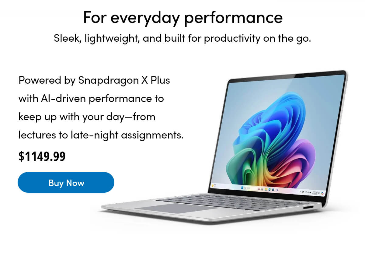 Microsoft Surface Laptop - Copilot+ PC - 13 inch Touchscreen - Snapdragon X Plus - 16GB - 256GB UFS (Latest Model) - Platinum