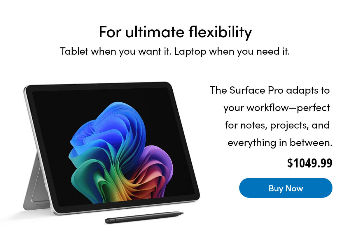 Microsoft Surface Pro Copilot+ PC 12 inch, Snapdragon X Plus, 16GB RAM, 256GB UFS, Device Only (Latest Model), Platinum