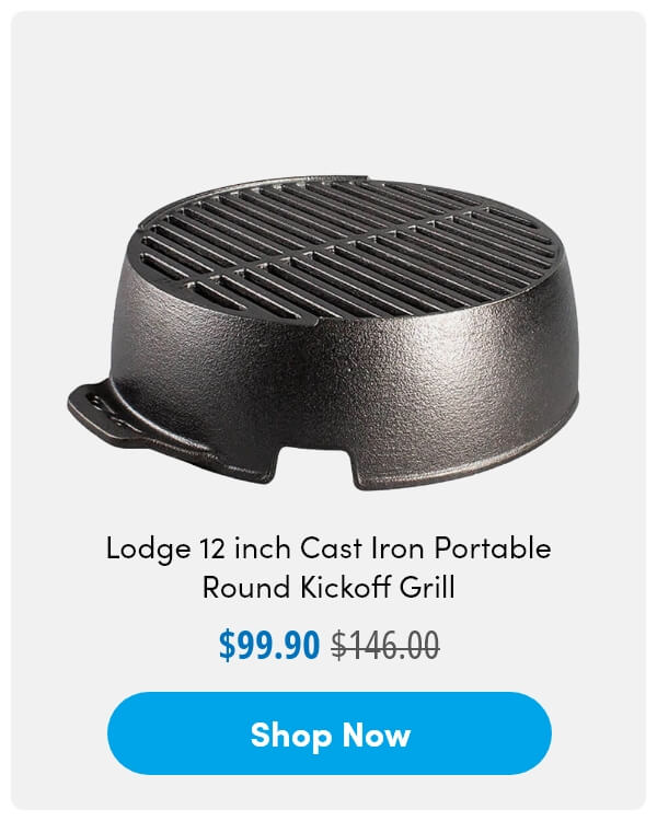 Lodge 12 inch Cast Iron Portable Round Kickoff Grill