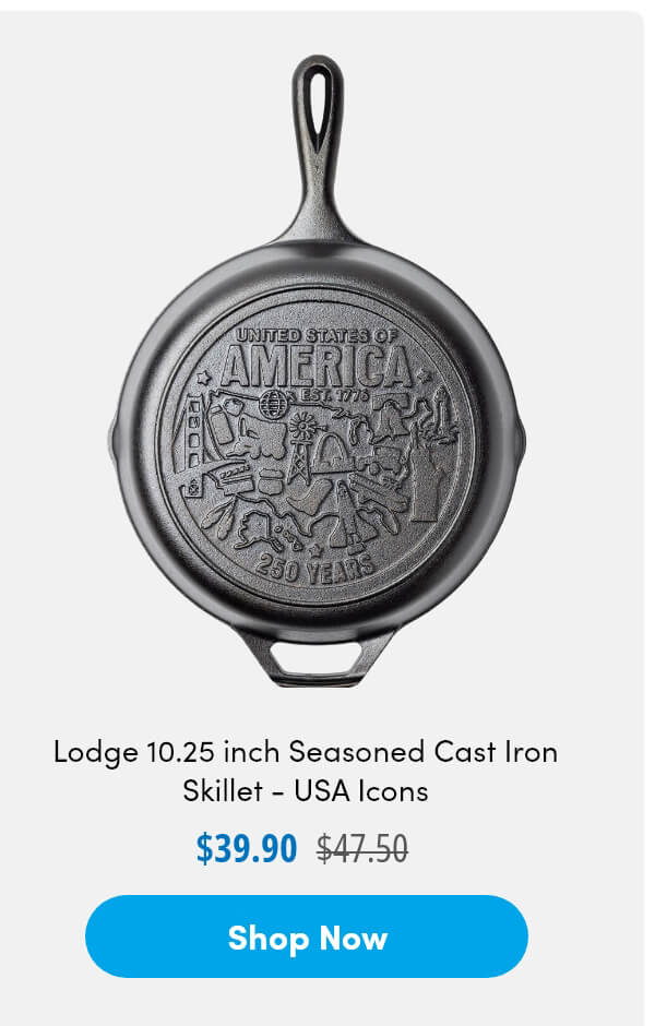 Lodge 10.25 inch Seasoned Cast Iron Skillet - USA Icons