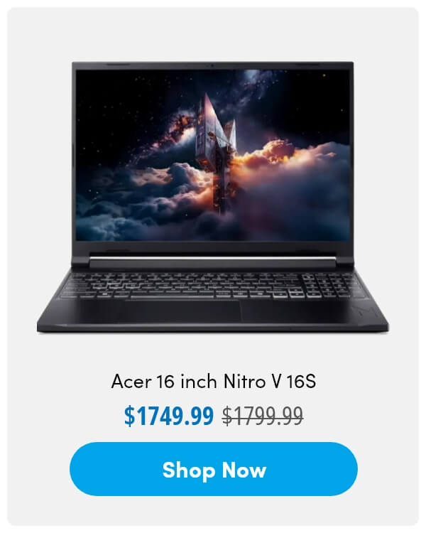 Acer 16 inch Nitro V 16S Gaming Laptop - Intel Core 7 240H - NVIDIA GeForce RTX 5070 - 16GB/1TB