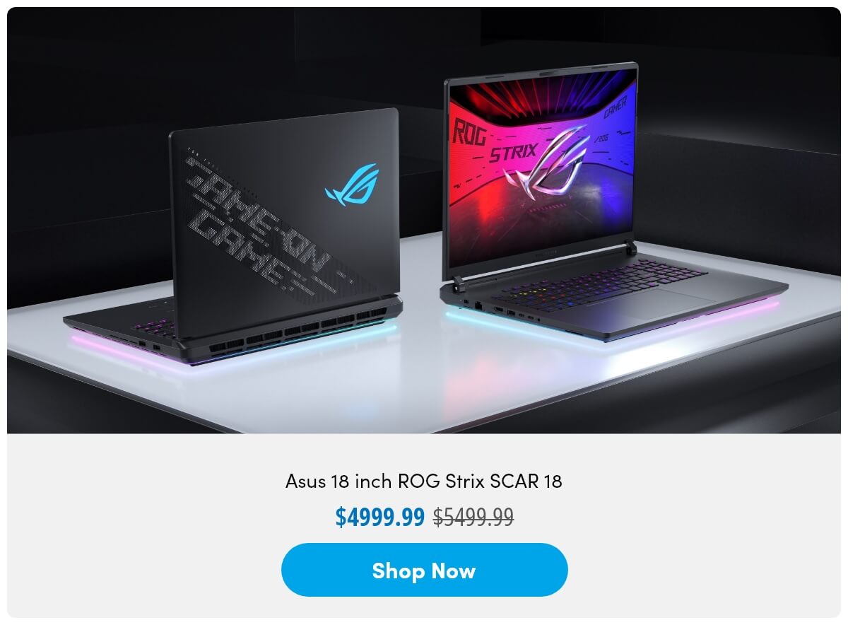 Asus 18 inch ROG Strix SCAR 18 - Intel Core Ultra 9 Processor 275HX - NVIDIA GeForce RTX 5090 Laptop GPU - 32GB/2TB - Windows 11 Pro
