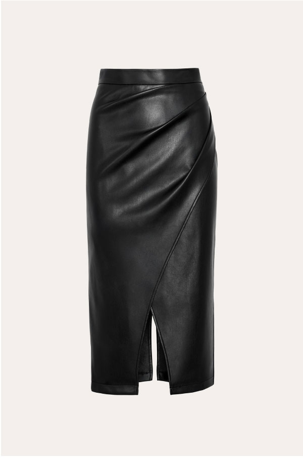 Vegan Leather Wrap Skirt