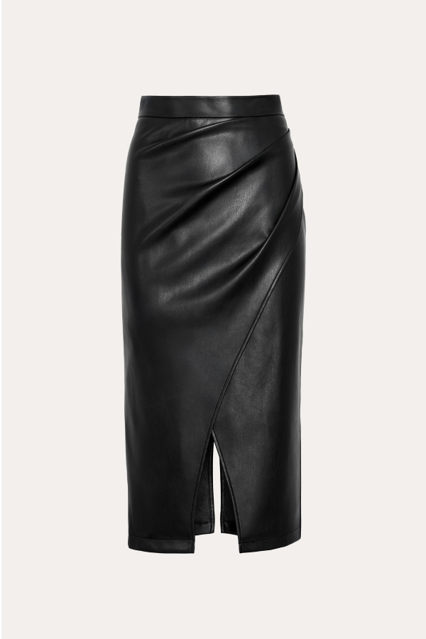 Vegan Leather Wrap Skirt