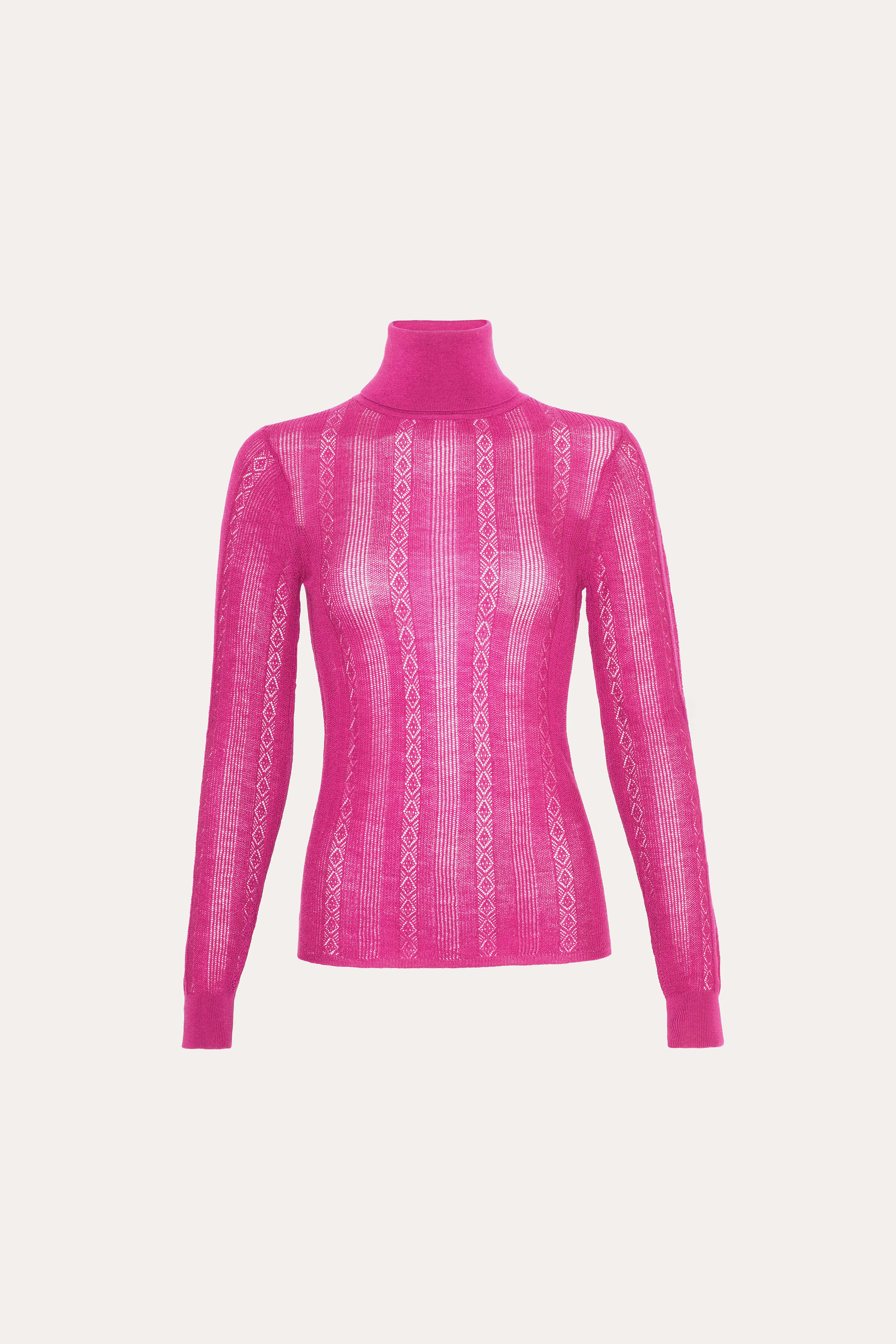 Image of Silk Pointelle Turtleneck Sweater