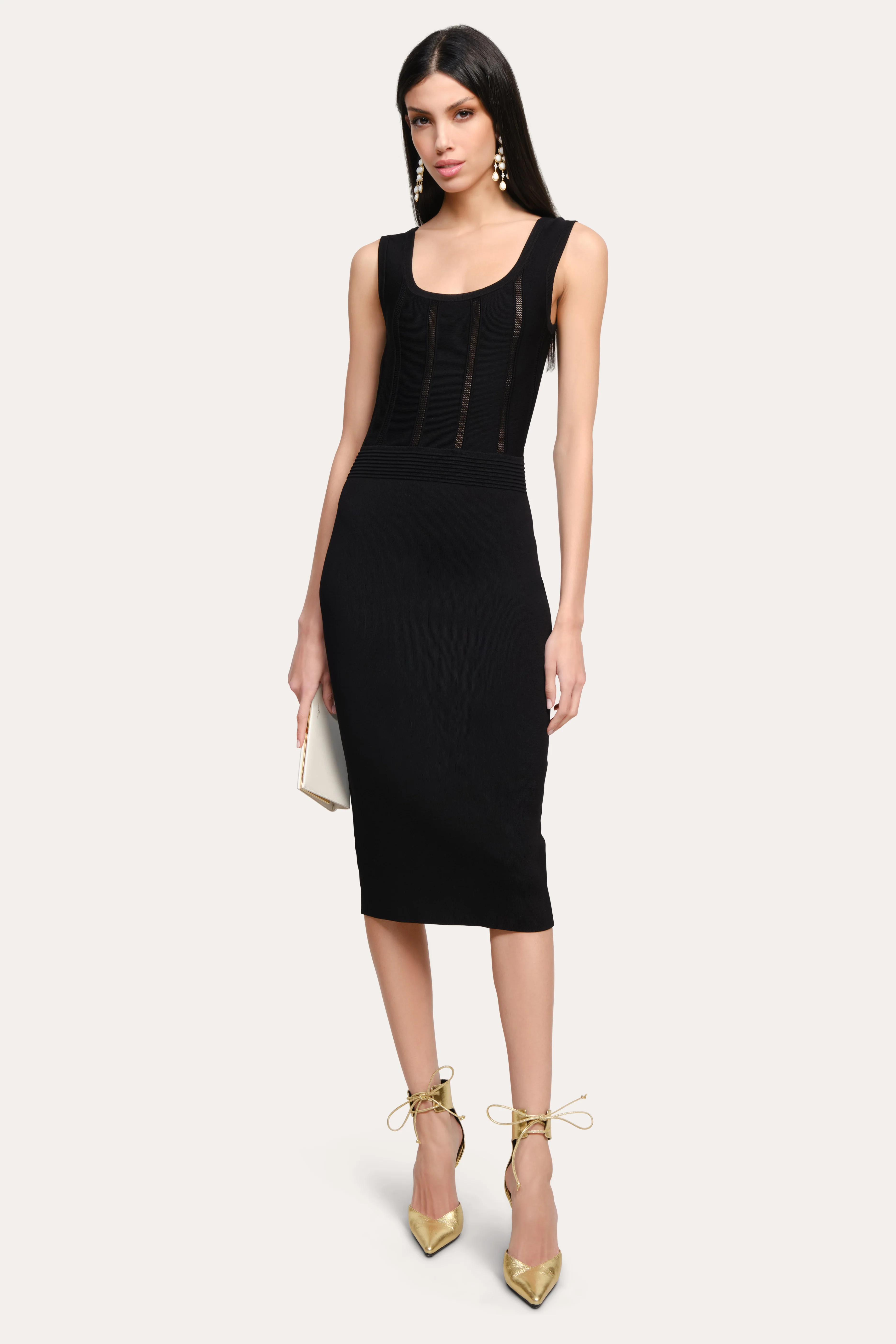 Image of Sylvie Milano Pointelle Midi Dress