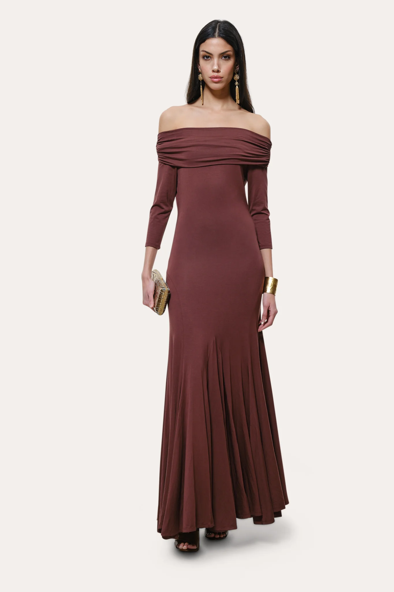 Image of Olympia Off-Shoulder Flare Dress