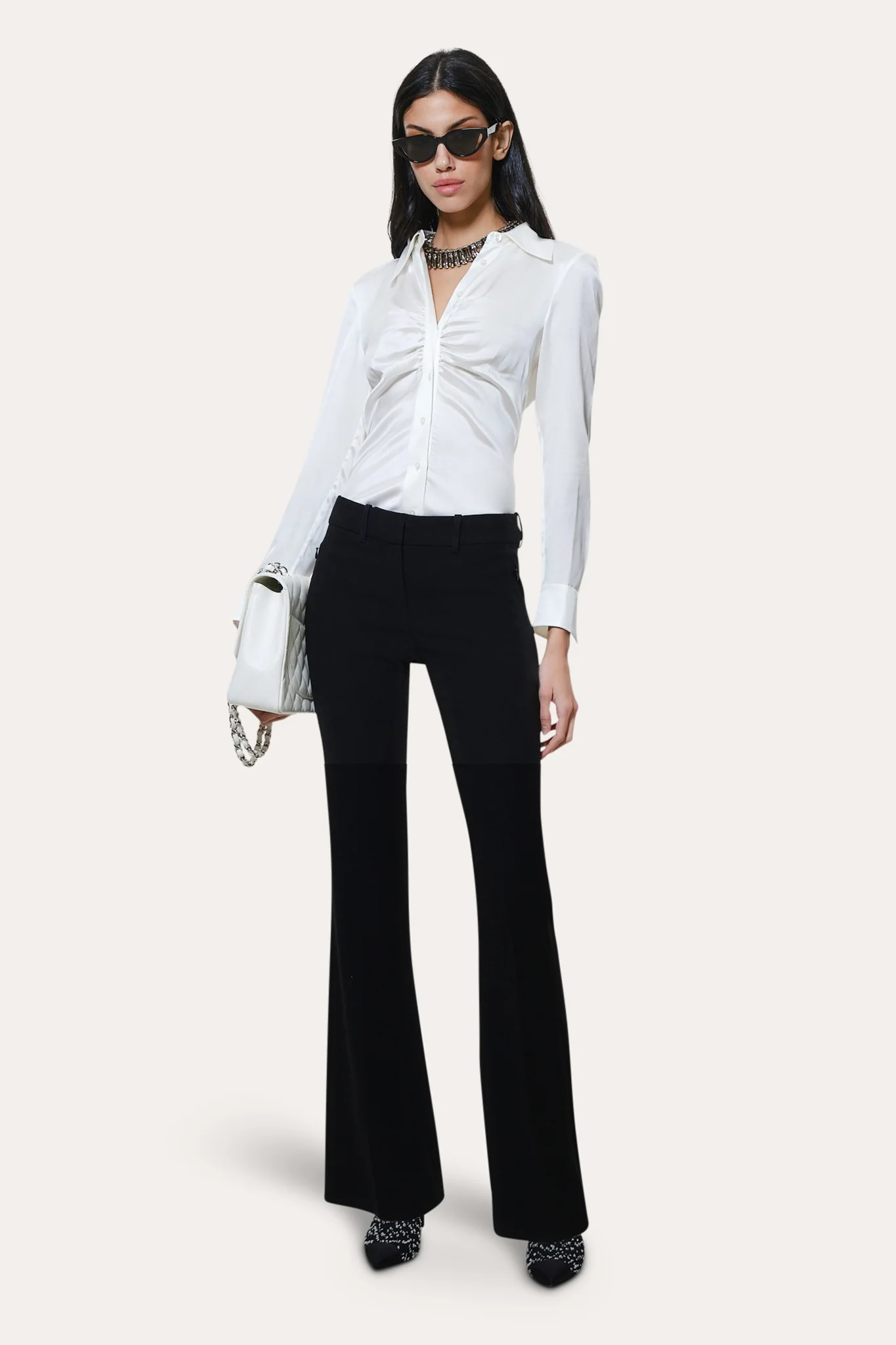 Image of Anya Silk Charmeuse Ruched Shirt