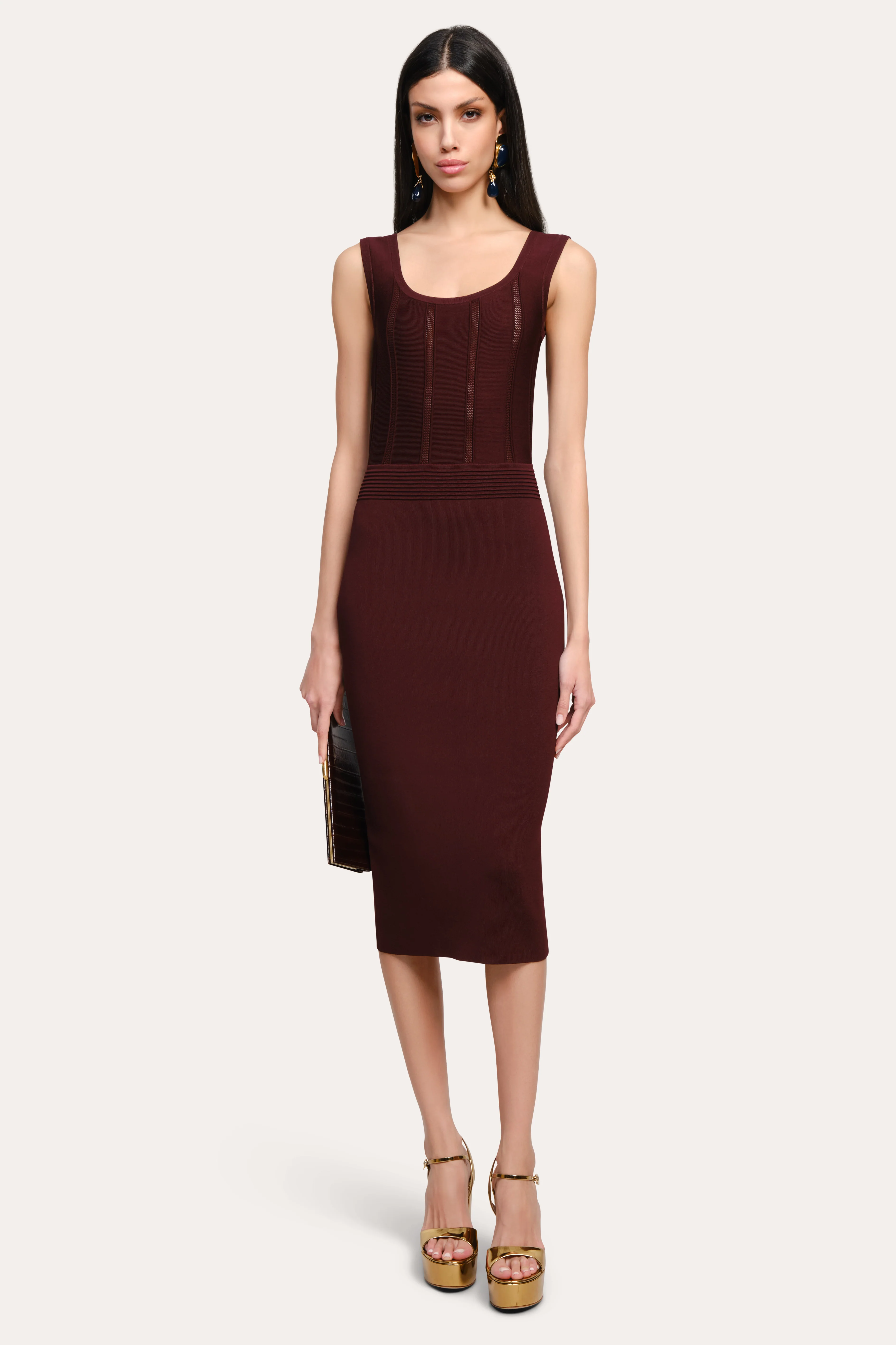 Image of Sylvie Milano Pointelle Midi Dress