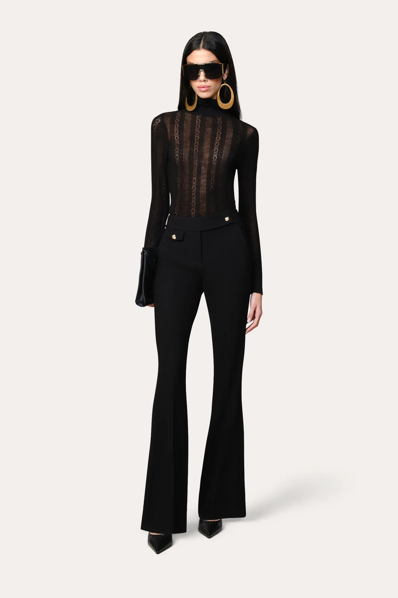 Image of Silk Pointelle Turtleneck Sweater