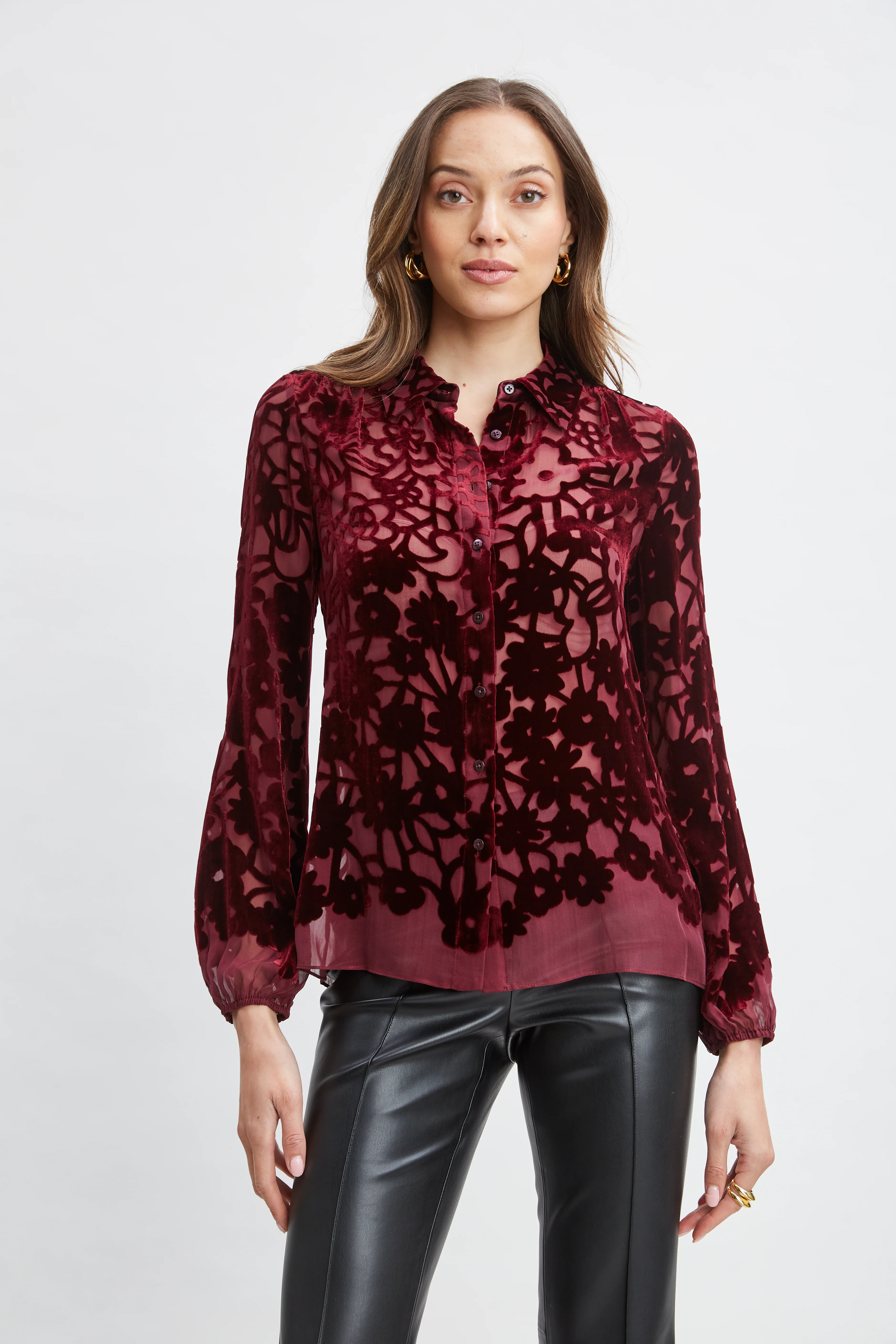 Image of Stencil Burnout Velvet Shirt