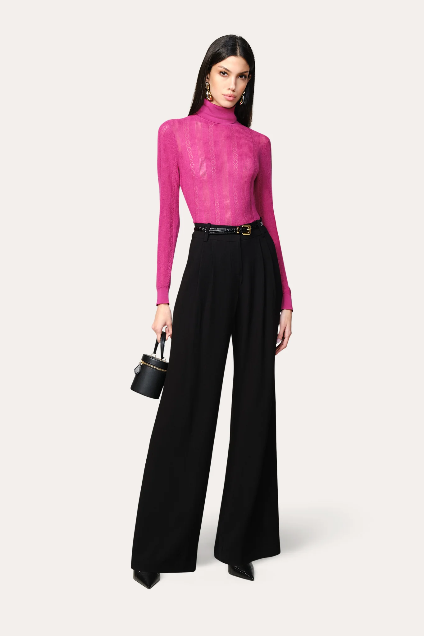 Image of Silk Pointelle Turtleneck Sweater