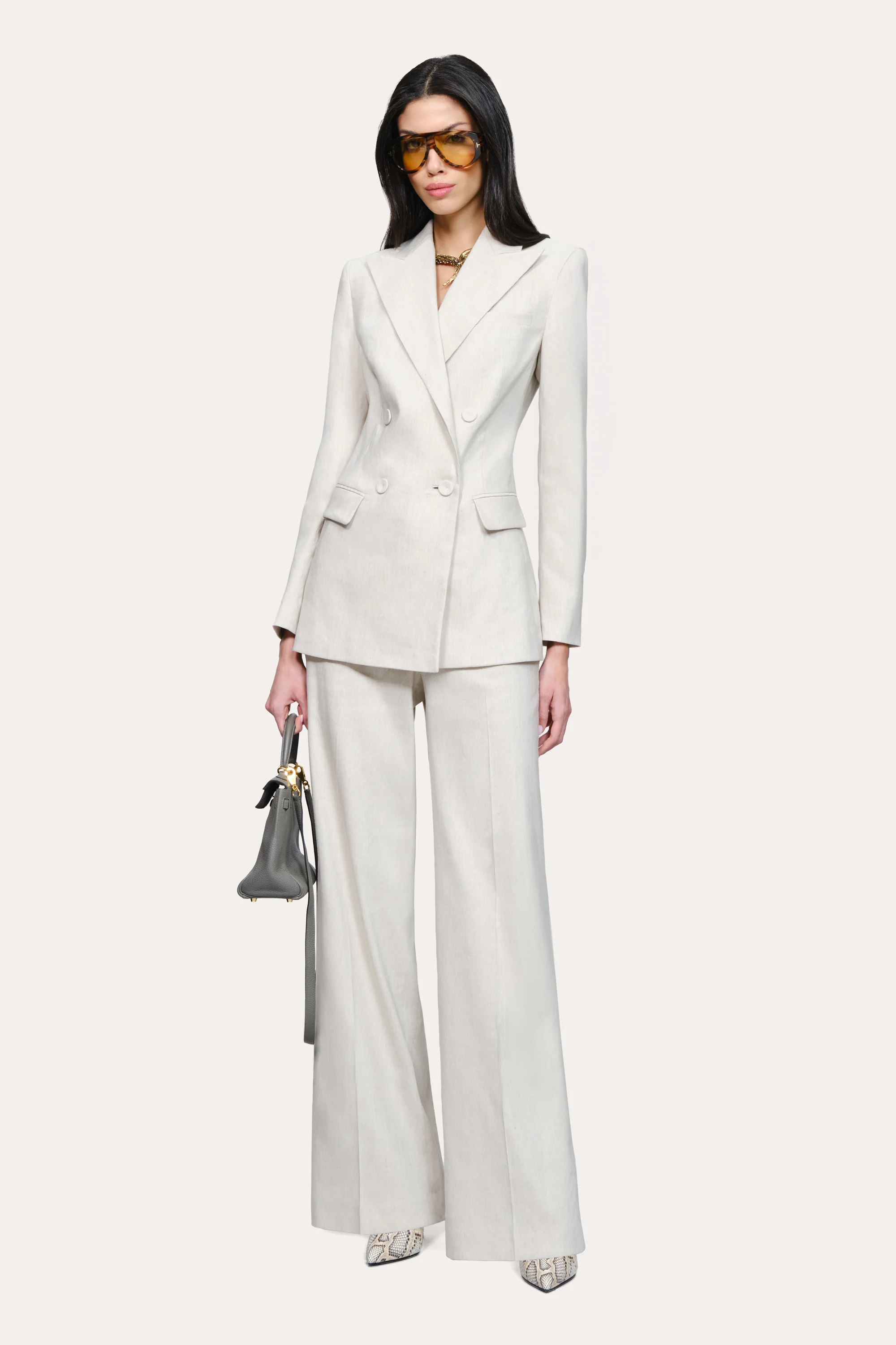Image of Solenne Double Breasted Linen Blazer