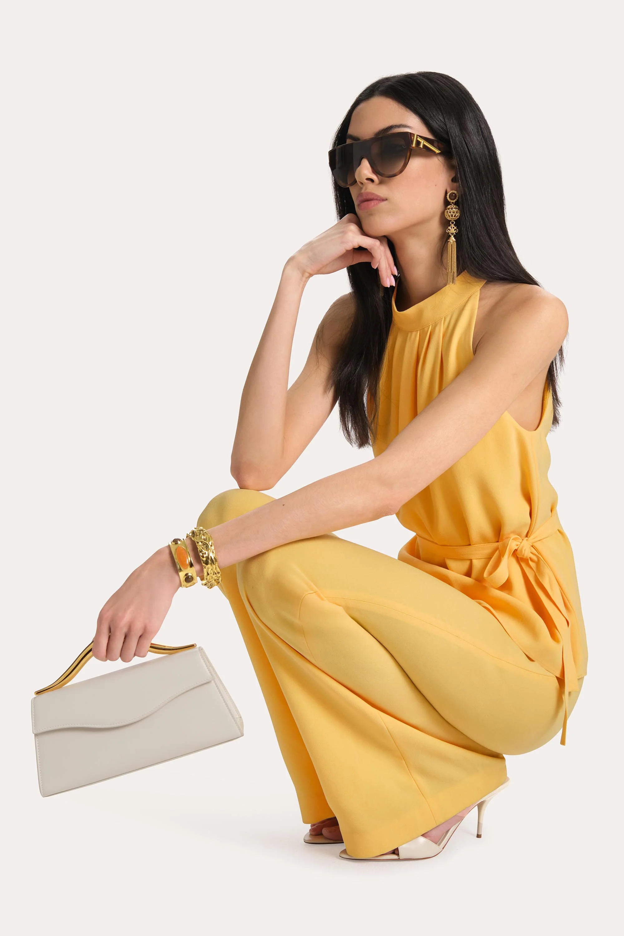 Image of Amina Fluid Crepe Halter Top