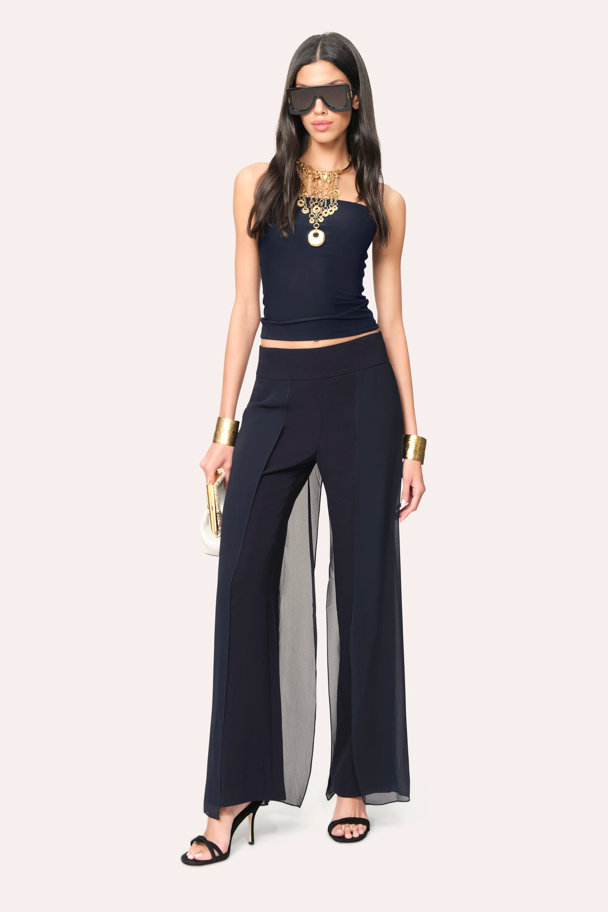 Image of Chiffon Panel Pant