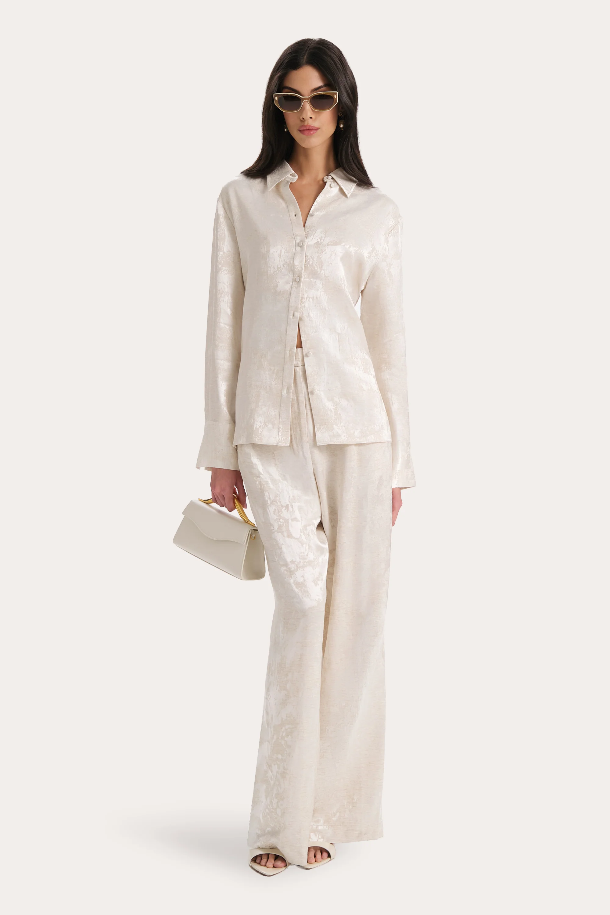 Image of Terra Linen Jacquard Trousers