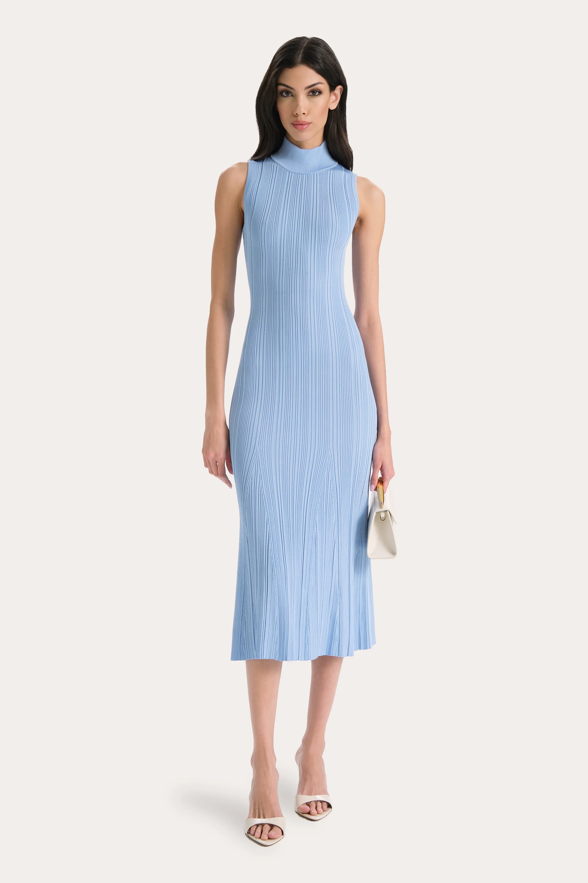 Image of Azura Ribbed Trumpet Mock Neck Dress