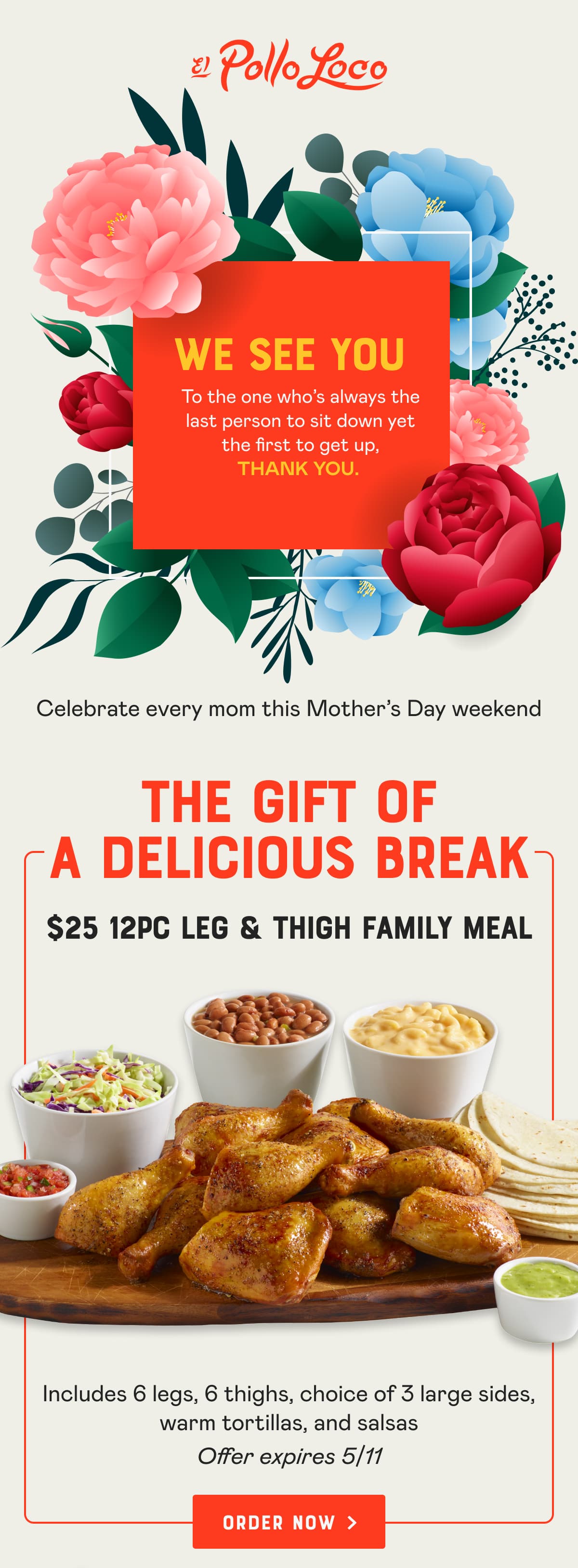 The gift of a delicious break - $25 12pc Leg & Thigh Family Meal