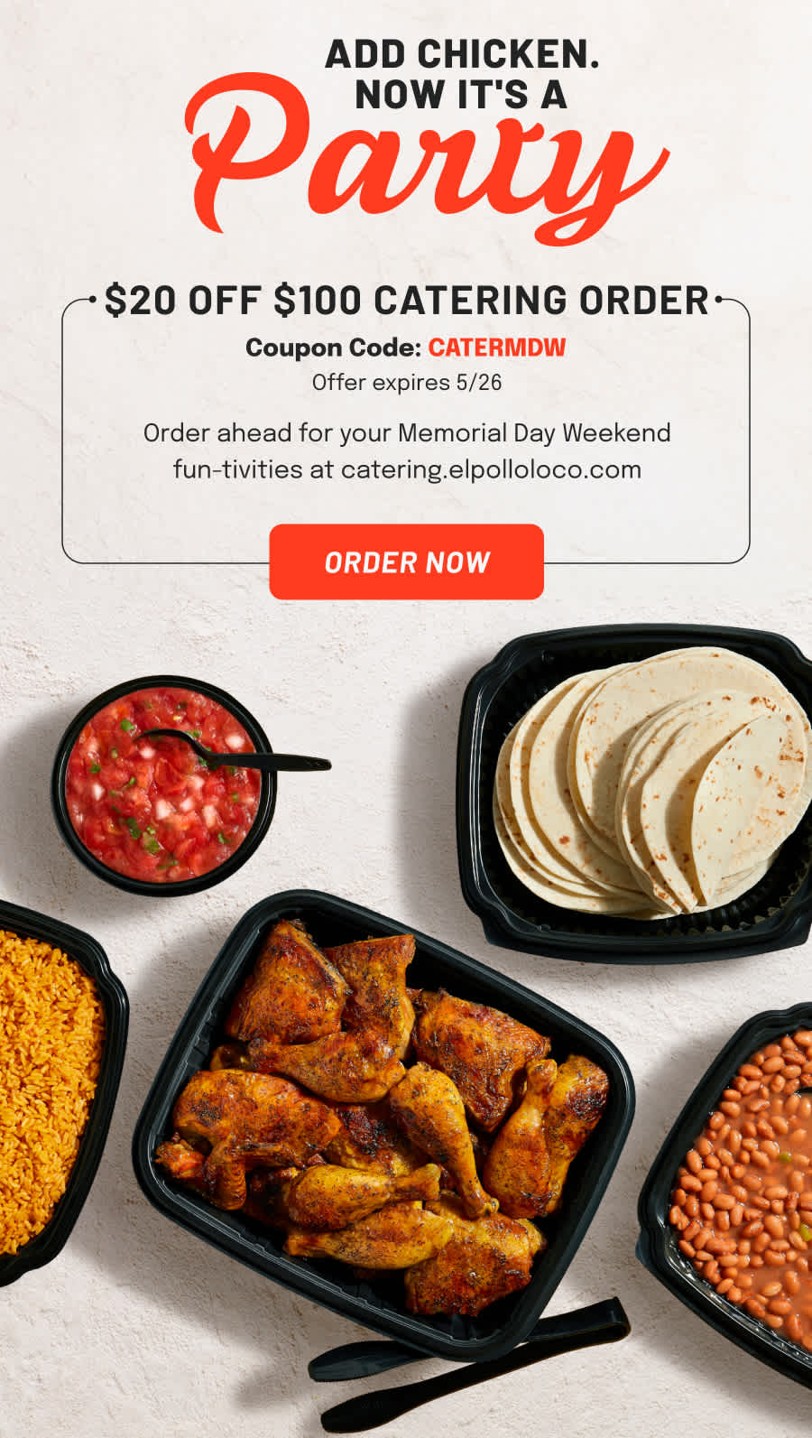 $20 off $100 catering order