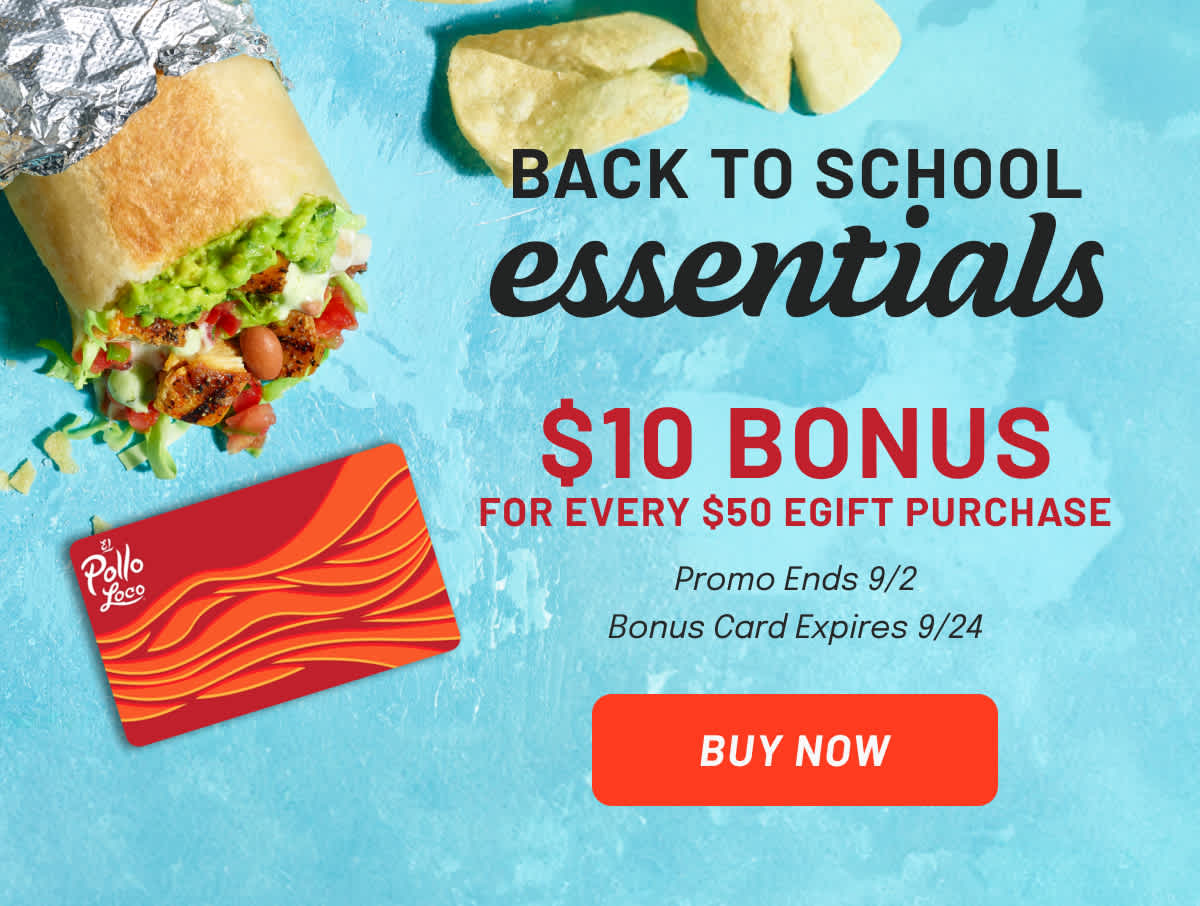 $10 Bonus with every $50 eGift Card Purchase