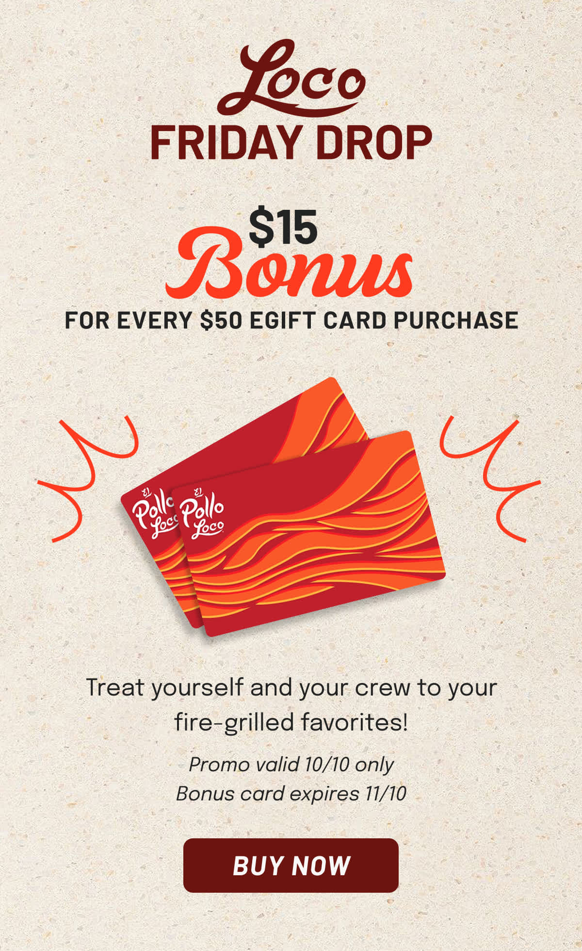 $15 Bonus for every $50 eGift Card purchase