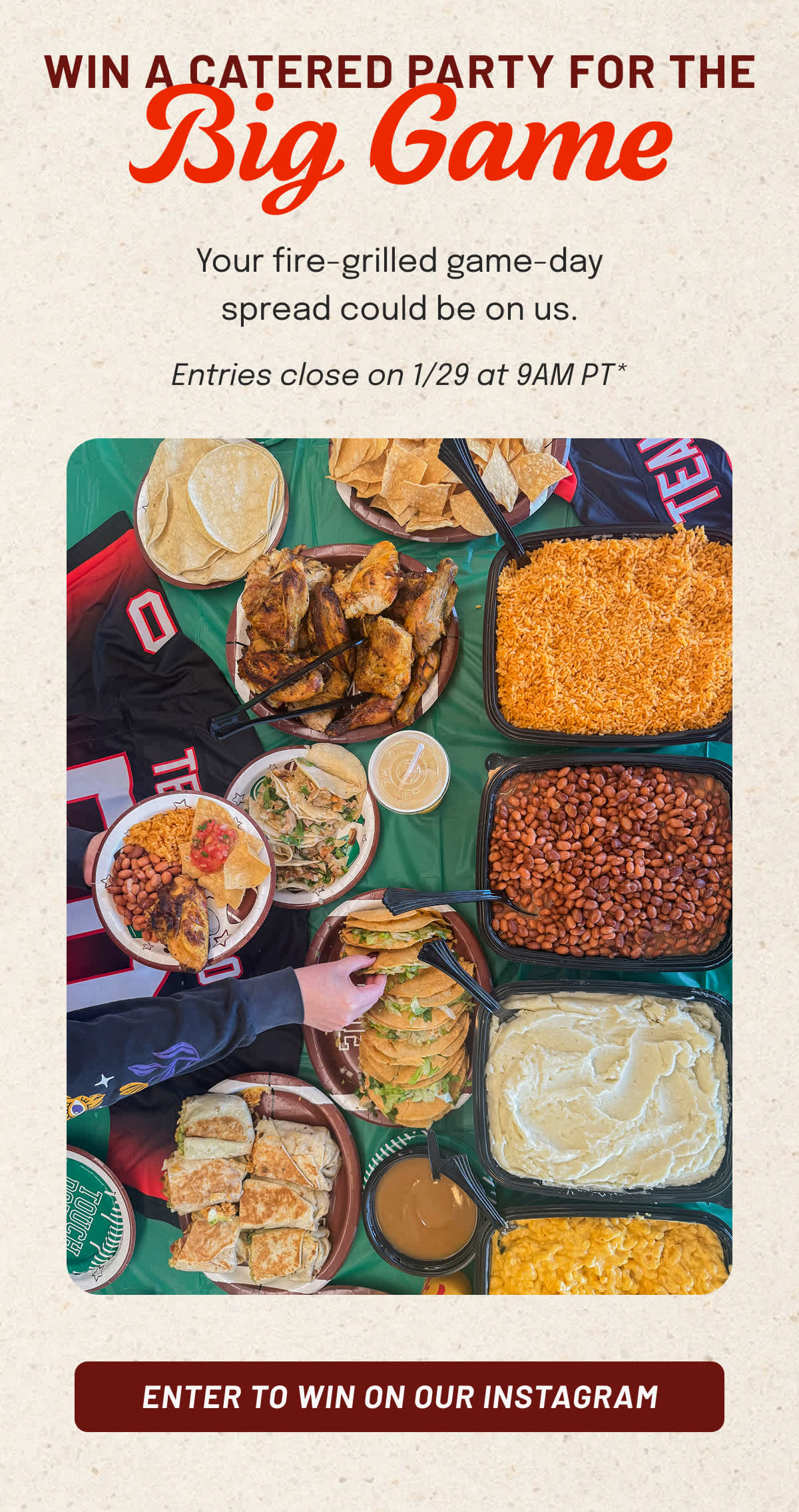Win a Catered Party for the Big Game - Enter To Win On Our Instagram