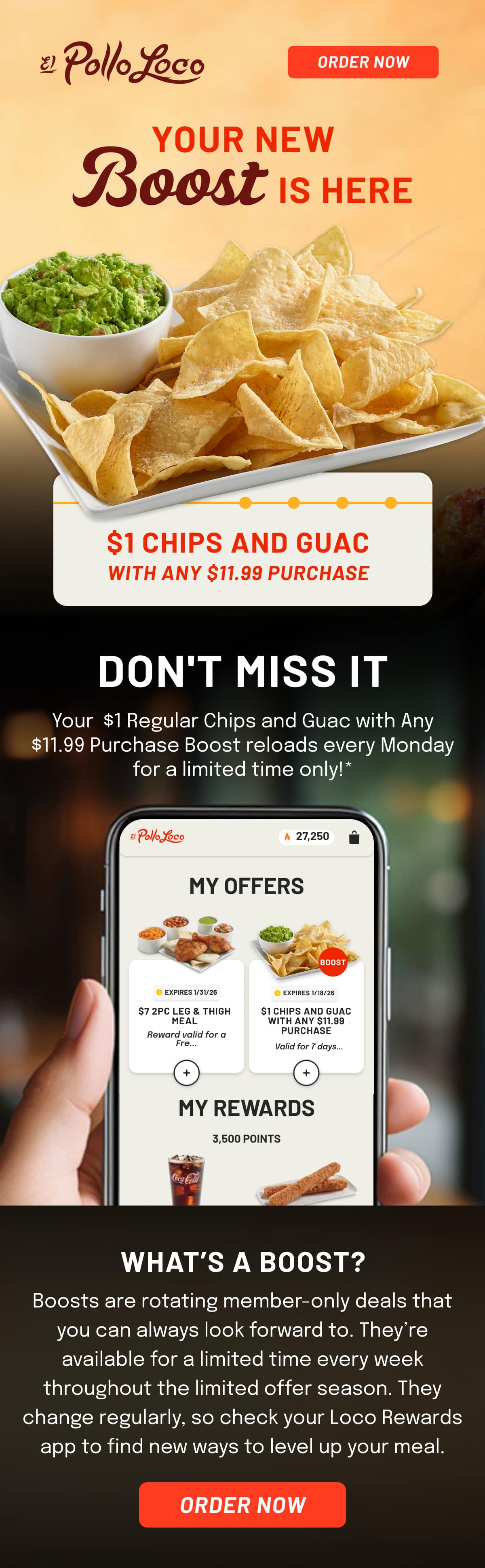 Your New Boost Is Here - $1 Chips and Guac