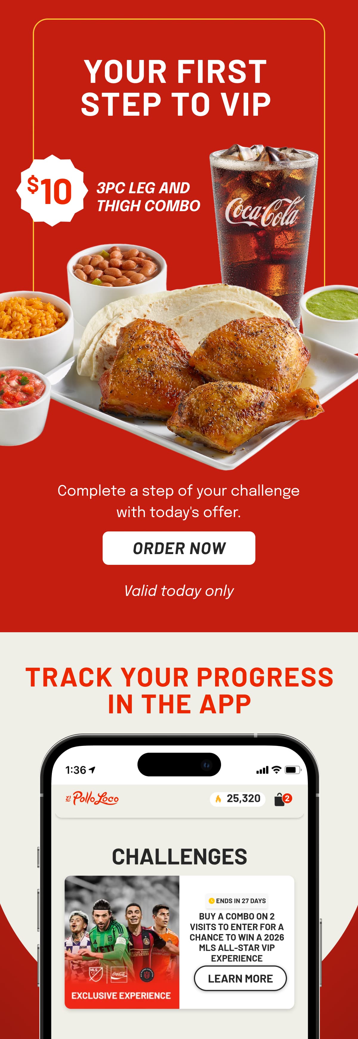 Your first step to VIP - get a $10 3PC Leg and Thigh Combo