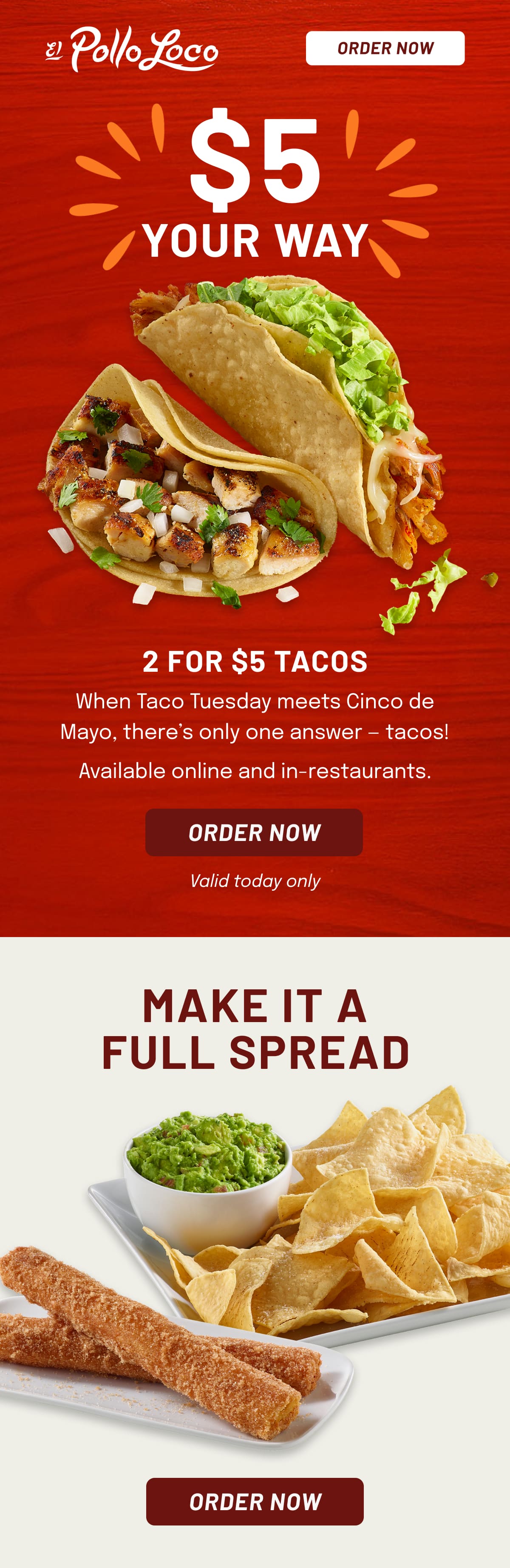 2 FOR $5 TACOS CINCO DE MAYO