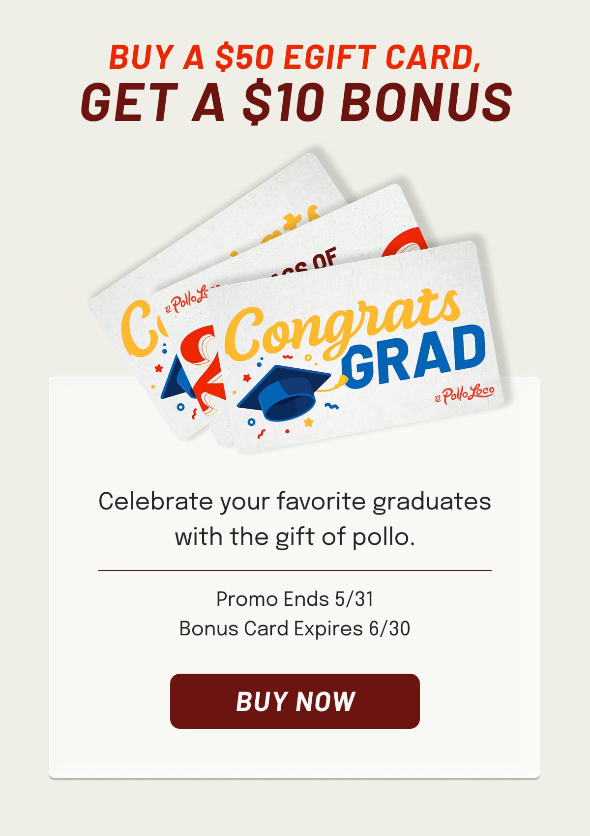 Get a $10 bonus when you buy a $50 eGift Card