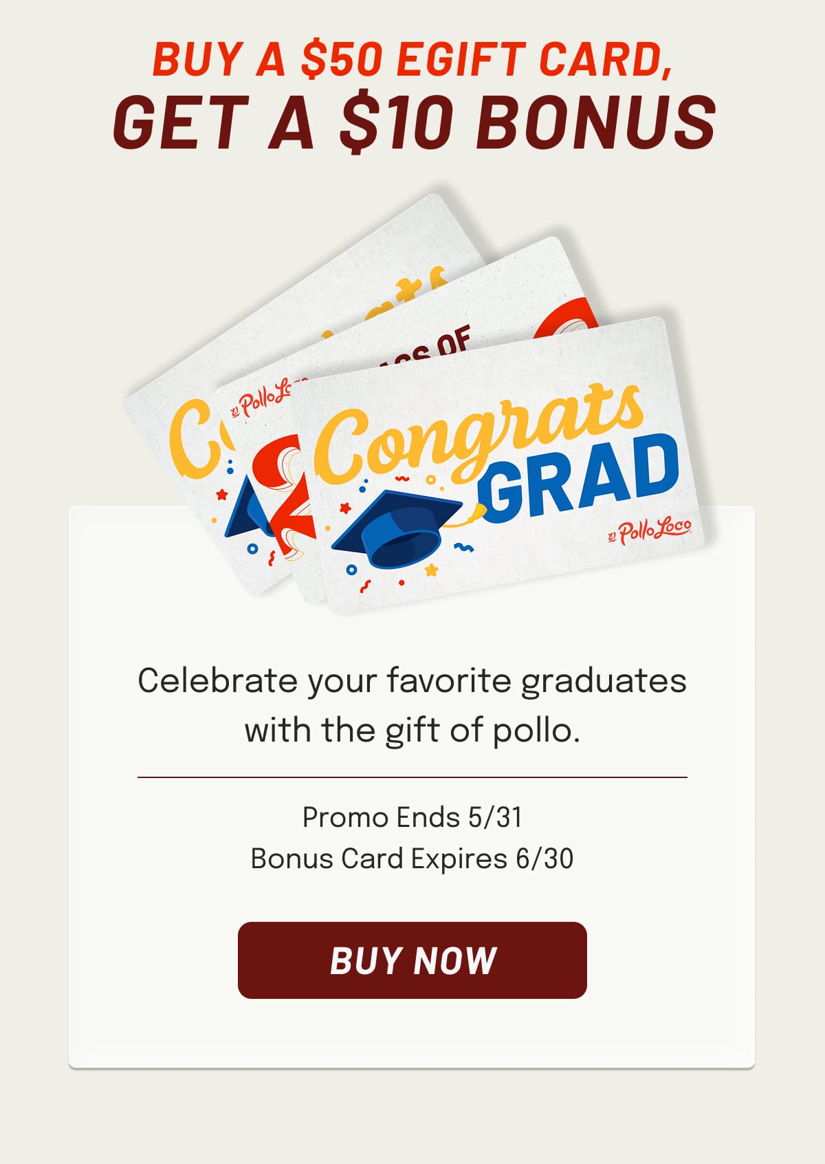 Get a $10 bonus when you buy a $50 eGift Card