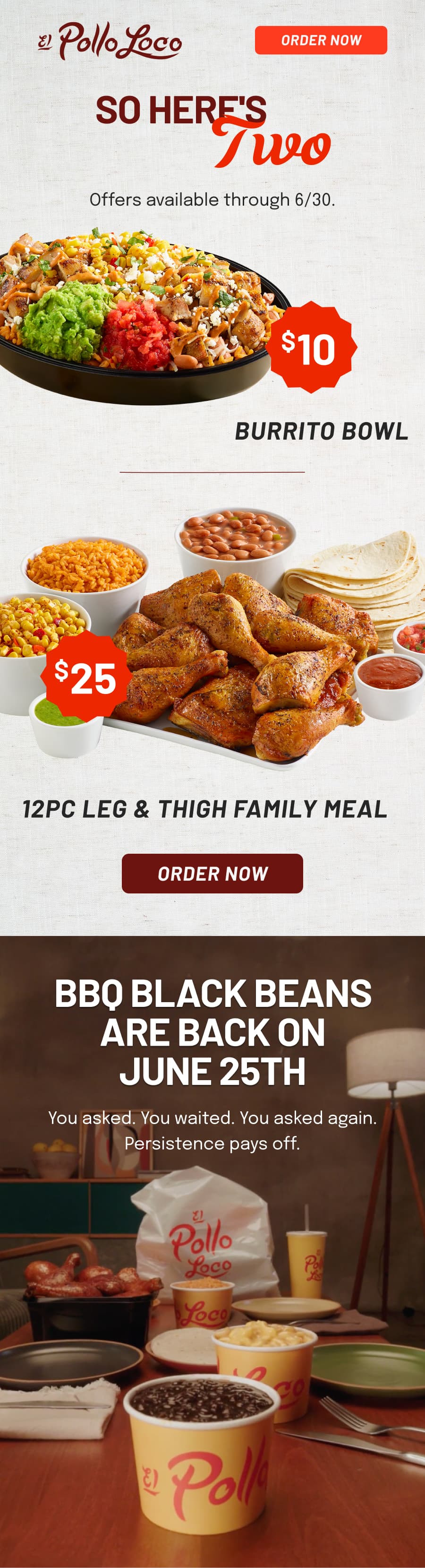 $10 Burrito Bowl or $25 12pc Family Meal
