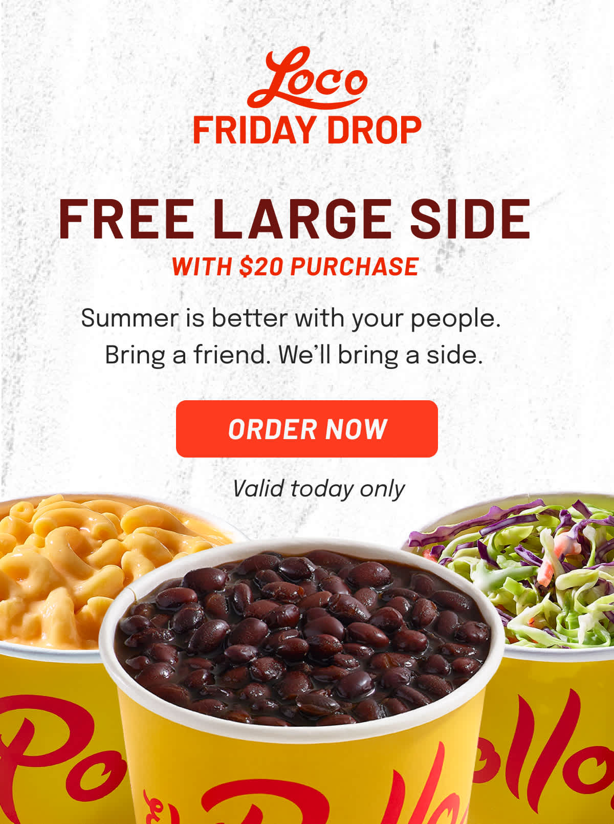Free Large Side with $20 Purchase