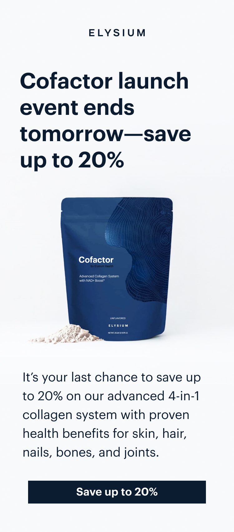 ELYSIUM | Cofactor launch event ends tomorrow—save up to 20% | Save up to 20%