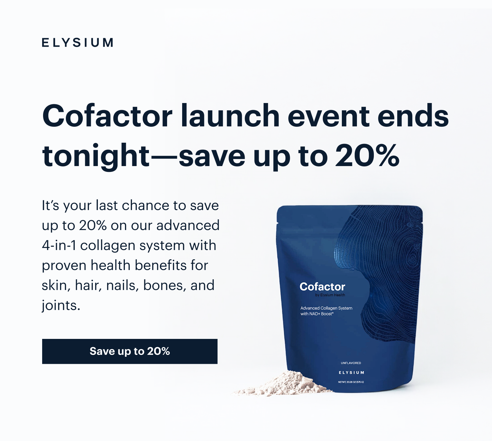 ELYSIUM | Cofactor launch event ends tonight—save up to 20% | Save up to 20%
