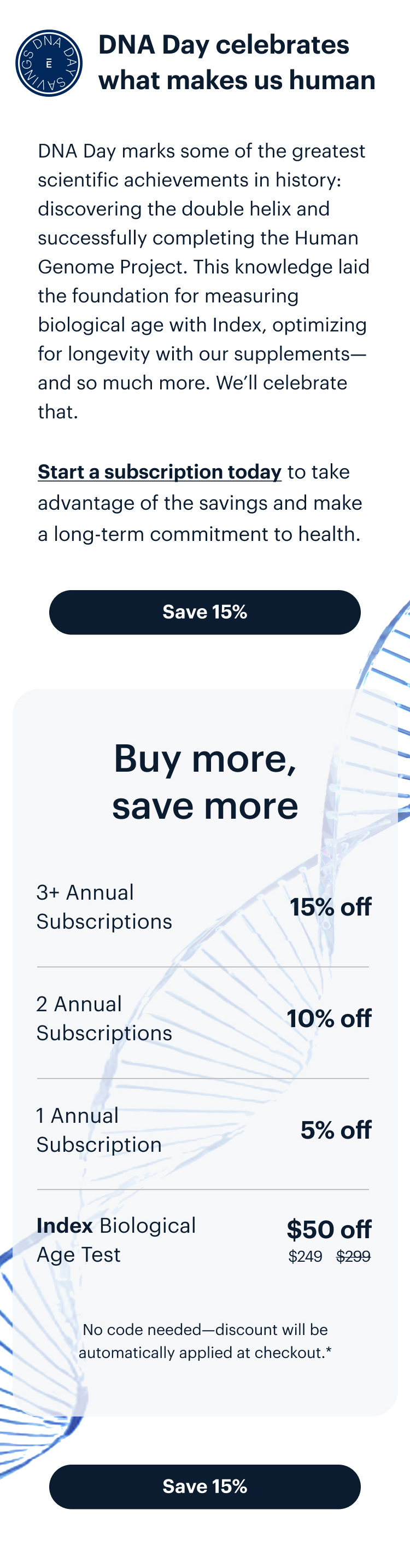 DNA Day celebrates what makes us human | Save 15%