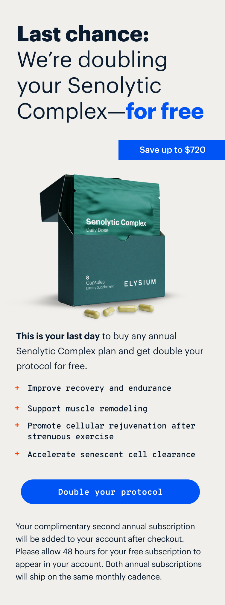 Last chance: We’re doubling your Senolytic Complex—for free | Double your protocol