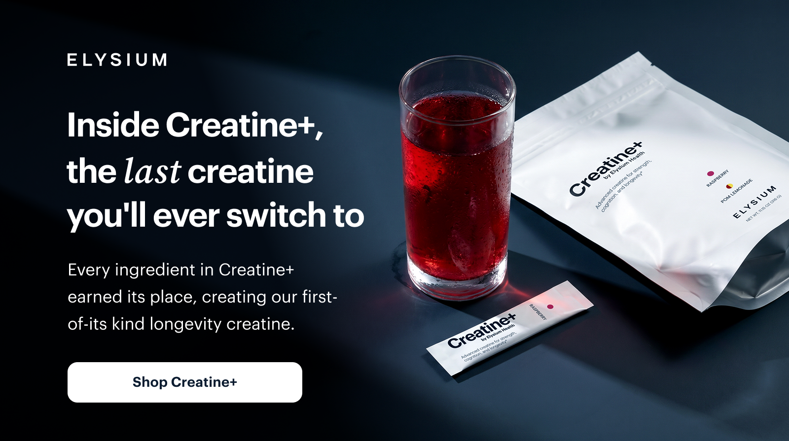 Elysium | Inside Creatine+, the last creatine you'll ever switch to | Every ingredient in Creatine+ earned its place, creating our first-of-its kind longevity creatine. | Shop Creatine+