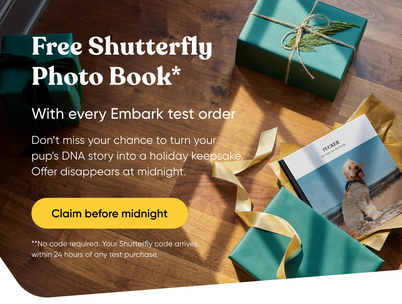 Your free Shutterfly Photo Book gift with your purchase of an Embark DNA Test ends tonight!