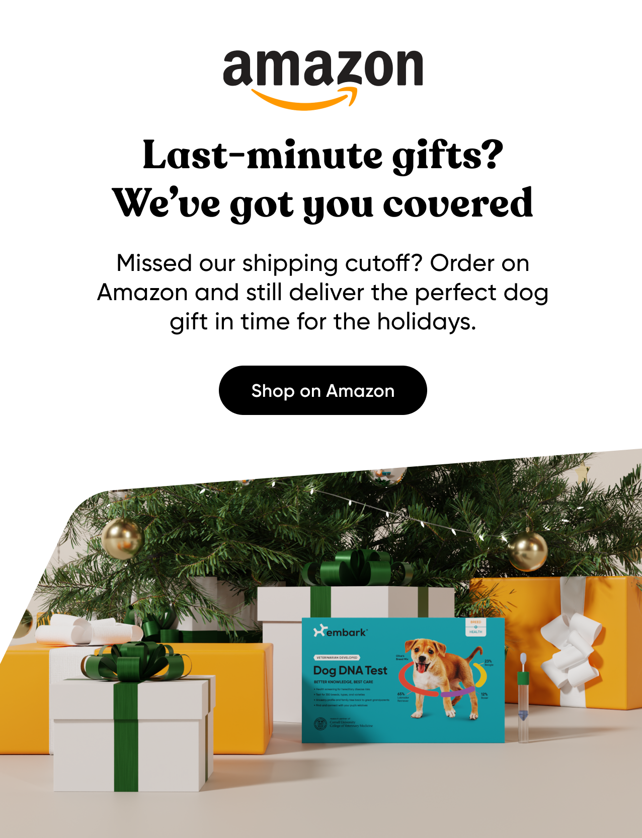 Last minute gifts? We've got you covered. Missed our shipping cutoff? Order on Amazon and still deliver the perfect dog gift in time for the holidays. Shop on Amazon