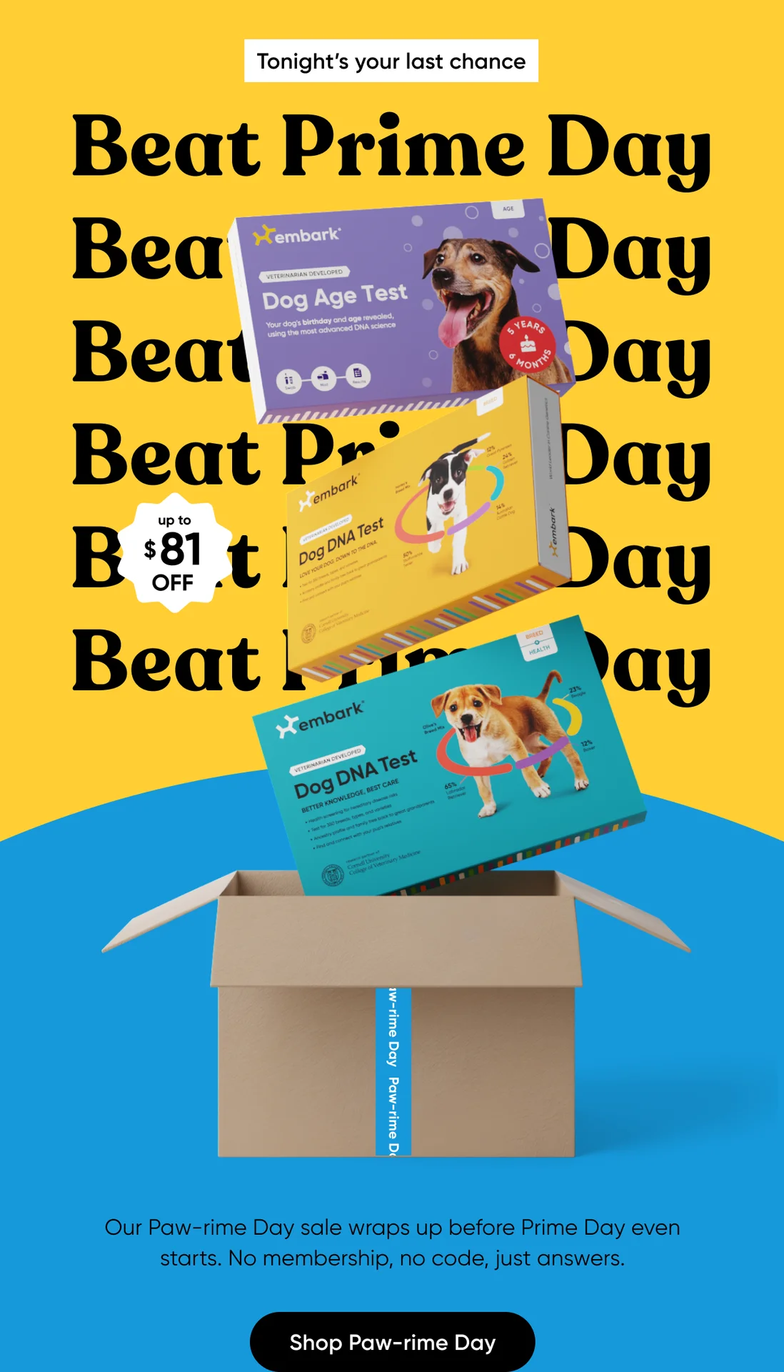 Tonight's your last chance. Our Paw-rime Day sale wraps up before Prime Day even starts. No membership, no code, just answers. up to $81 off. Shop Paw-rime Day.