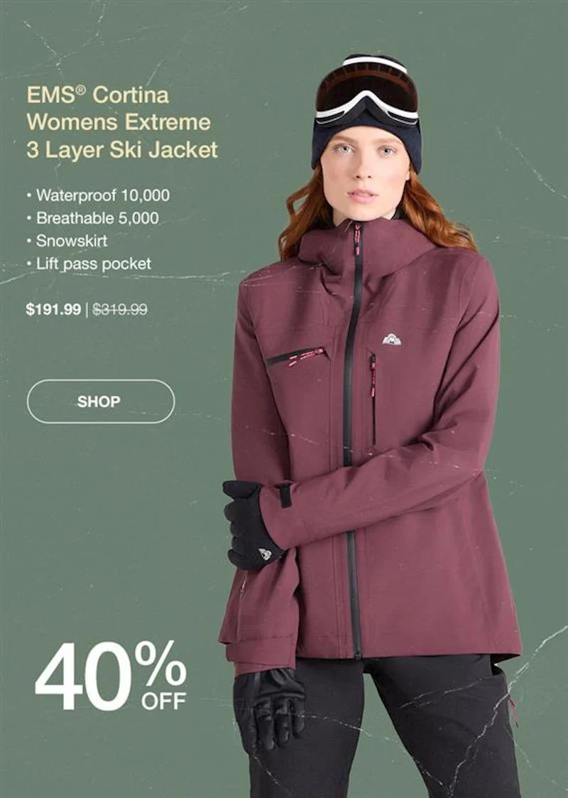EMS Cortina Womens Extreme 3 Layer Ski Jacket