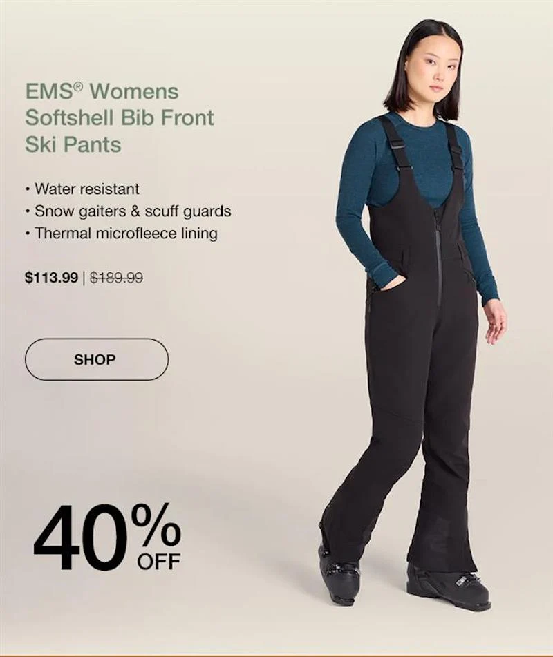 EMS Womens Softshell Bib Front Ski Pants