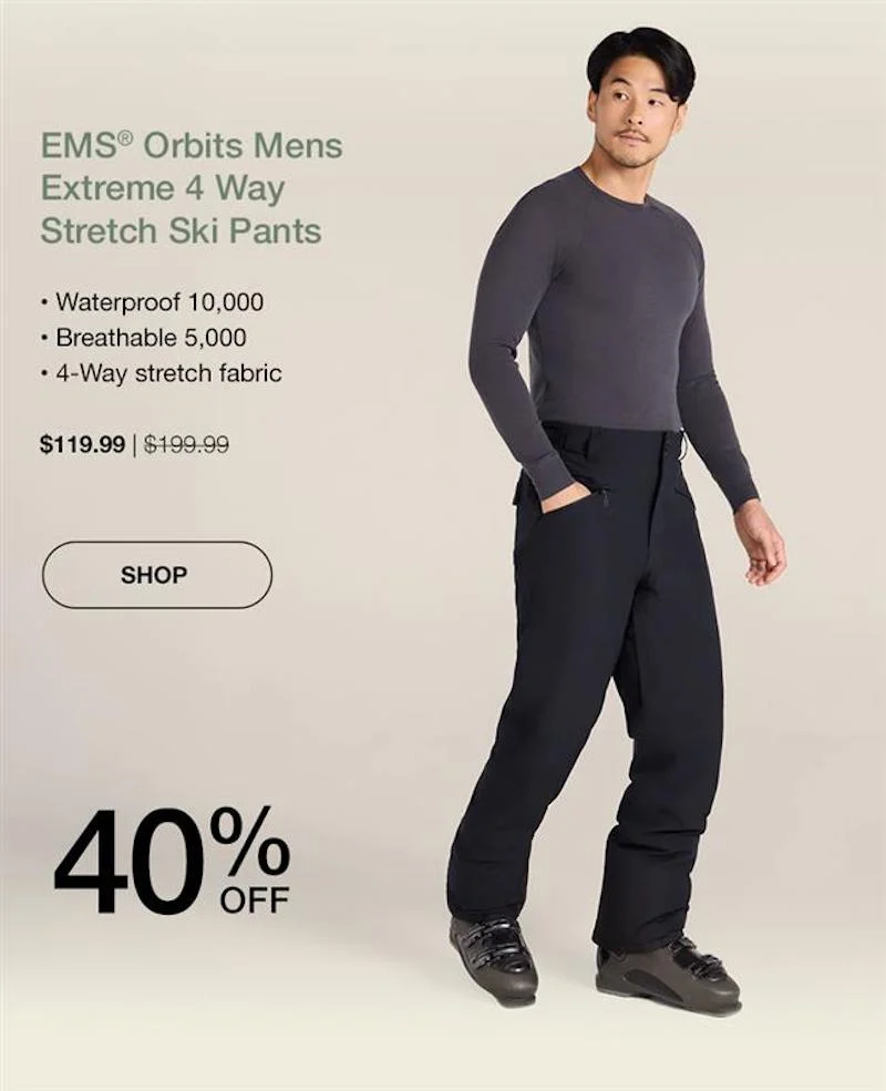 EMS Orbit II Mens Extreme 4 Way Stretch Ski Pants