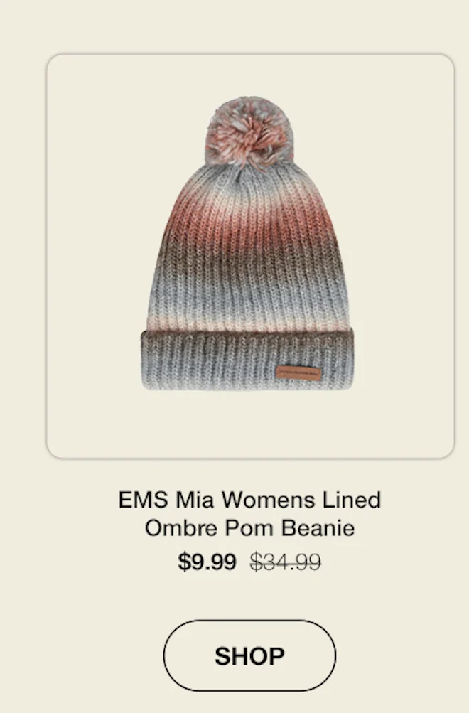 EMS Mia womens lined ombre pom beanie