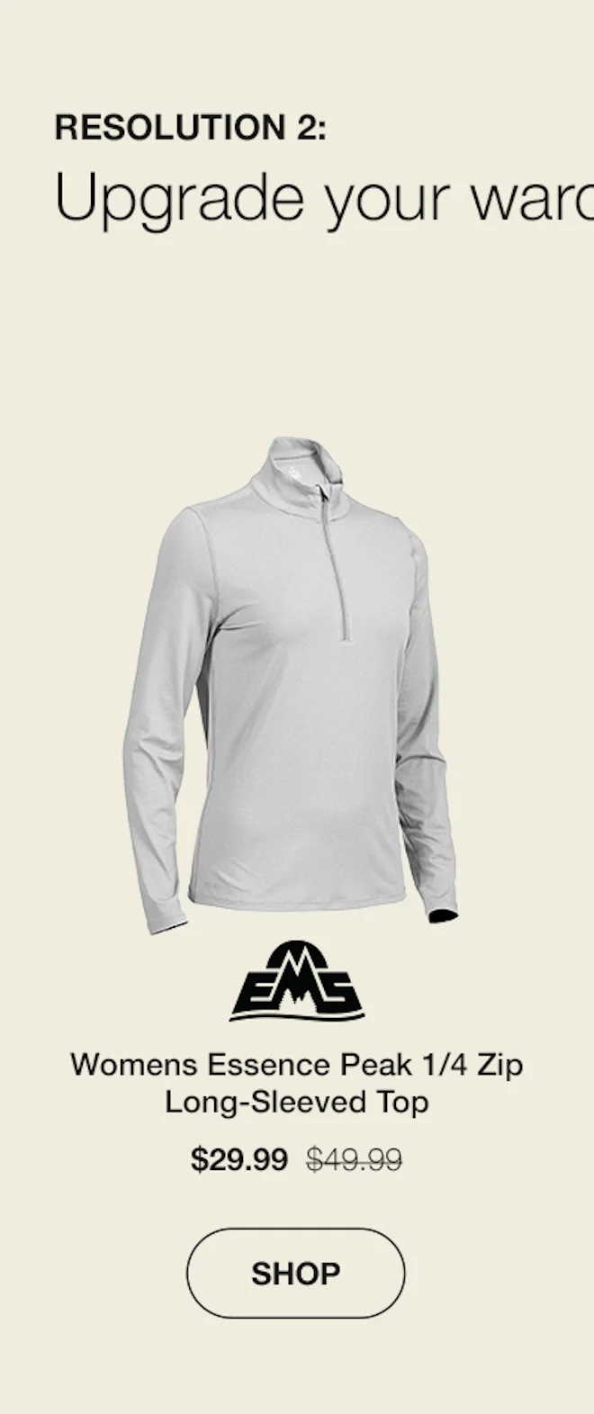 Womans Essence 1/4 zip long-sleeved top
